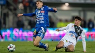 Elias Havel (l.) und die Hartberger gastieren Sonntag in Graz bei Sturm um Arjan Malic.