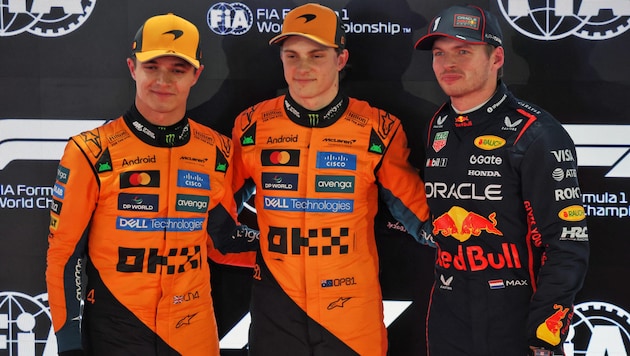 Lando Norris, Oscar Piastri oder Max Verstappen (von li. nach re.) – wer holt den WM-Titel?