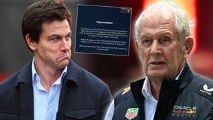 Nach dem Rennen in Katar beschuldigte Helmut Marko (re.) Mercedes (mit Teamchef Toto Wolff). Am ...