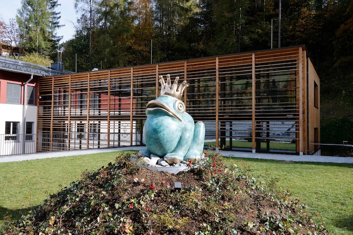 Die Volksschule – am Vorplatz der Froschkönig, eine Skulptur von Gottfried Kumpf – wurde bereits ...