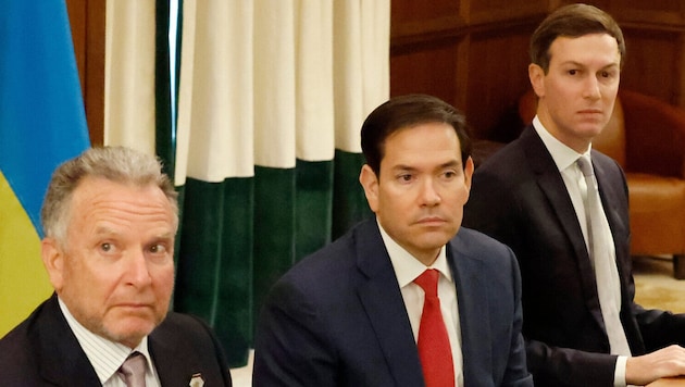 Von links: Der US-Sondergesandte Steve Witkoff, US-Außenminister Marco Rubio und Trump-Berater ...