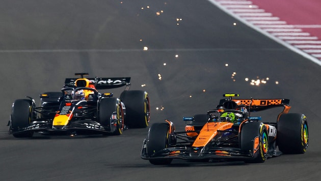 Lando Norris geht mit zwölf Punkten Vorsprung auf Max Verstappen in das große Finale in Abu ...