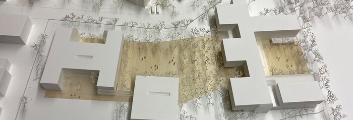 So soll der neue Bildungscampus aussehen. Zwischen HAK/HASCH (li.) und Gymnasium (re.) entsteht ...