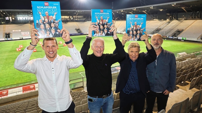 FC Wacker Trainer Sebastian Siller mit Matthias Schipflinger (Olympiaworld), Ex-ÖSV-Präsident ...