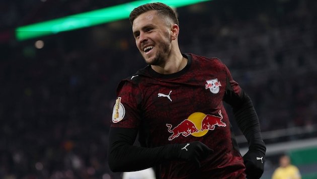 Mit seinem Doppelpack sorgte ÖFB-Legionär Christoph Baumgartner für das Weiterkommen von RB ...