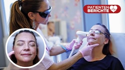 Dr. Barbara Franz macht der Patientin Mut. Die Behandlung mit dem Laser tut nicht sehr weh.