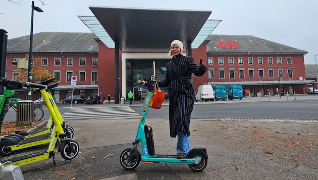 Viele Fahrgäste nehmen den Scooter mit in den Zug.