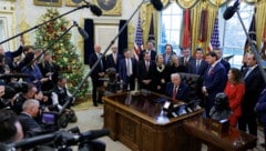 Die Pressekonferenz hielt Donald Trump mit mehreren Autoherstellern ab. 