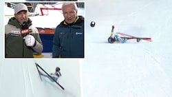 Der Slowene Rok Ažnoh stürzte schwer. ORF-Duo Rainer Pariasek und Hans Knauß waren schwer ...
