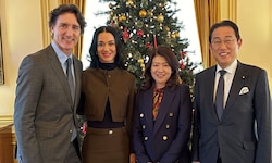 Justin Trudeau, Katy Perry, Yuko Kishida und Fumio Kishida