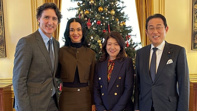 Justin Trudeau, Katy Perry, Yuko Kishida und Fumio Kishida