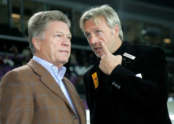 Peter Assion (re.) im Gespräch mit Rudi Quehenberger.