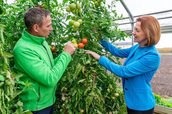Landesrätin Schmiedtbauer (re.) legt gemeinsam mit Markus Hillebrand Hand an.
