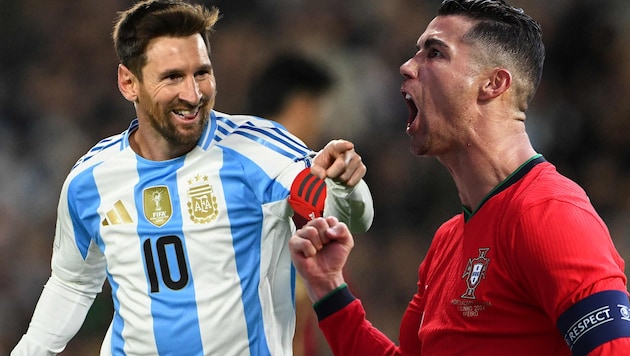 Lionel Messi (li.) und Cristiano Ronaldo könnten bei der Fußball-WM 2026 noch einmal ...