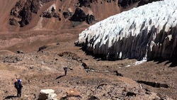 Der Tapado-Gletscher, ein Beispiel für einen Gletscher in der trockenen Landschaft der südlichen ...