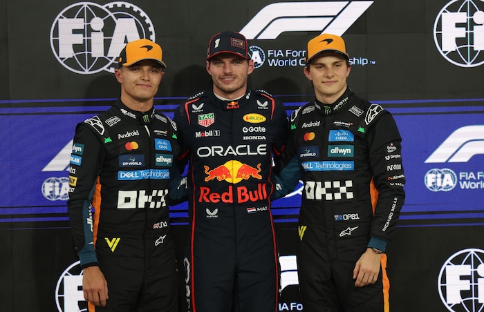 Lando Norris, Max Verstappen and Oscar Piastri (from left to right)