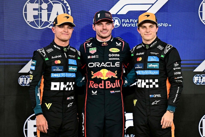 Lando Norris, Max Verstappen und Oscar Piastri (v.l.n.r.)