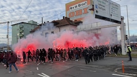 Die Fans des GAK trafen gegen 14 Uhr beim Stadion ein.