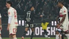 Maurice Malone drehte nach seinem 2:0 im Derby gegen den GAK jubelnd ab.