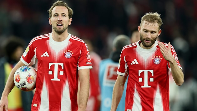 Harry Kane (li.) und Konrad Laimer wollen auch in der Champions League heute drei Punkte ...