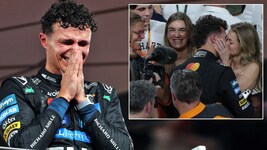 Tränen der Freude und Erleichterung bei Lando Norris. Seine Freundin und seine Familie freuen ...