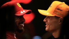 Lewis Hamilton (l.) sprach vor dem WM-Finale mit Lando Norris (r.).