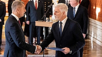 Präsident Petr Pavel bei der Vereidigung von Andrej Babiš auf der Prager Burg