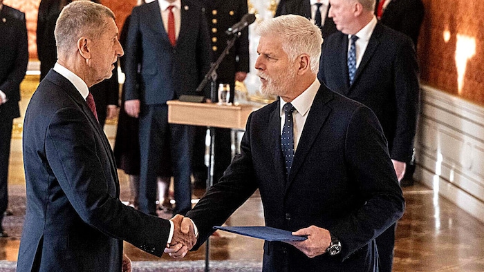Präsident Petr Pavel bei der Vereidigung von Andrej Babiš auf der Prager Burg