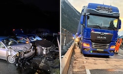 Die Fahrzeuge wurden schwer beschädigt, aus einem Lkw flossen hunderte Liter Diesel in den ...