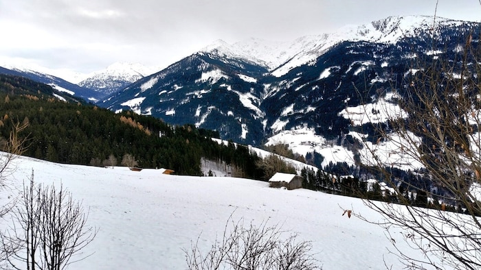 Blick über das Weertal in die Tuxer Alpen.