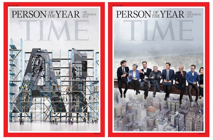 Die „Time“-Titelseite mit den „KI-Architekten“ gibt es in zwei Versionen.