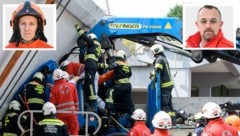 Bange Stunden und voller Arbeitseinsatz am Unfallort in Auswiesen. Einsatzleiter Mario Leidinger ...