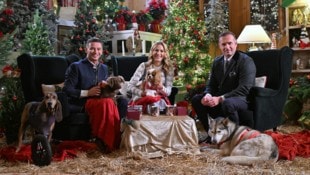 Marco Ventre (li.) und Stefanie Hertel mit Aiderbichl-Chef Dieter Ehrengruber.