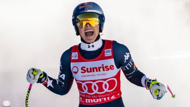 Lindsey Vonn muss sich heute mit dem zweiten Platz „begnügend“. 