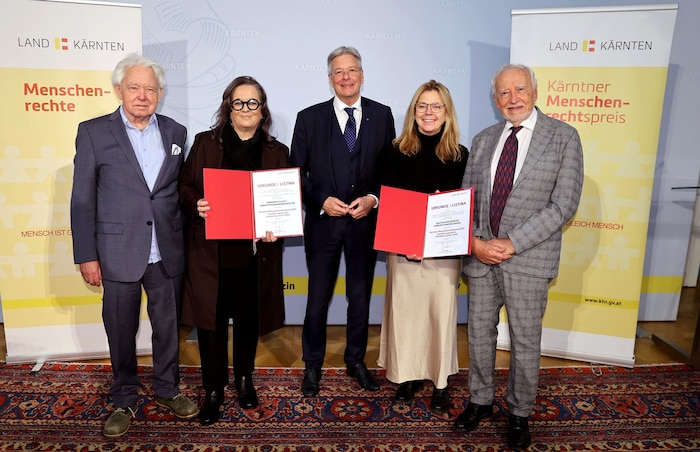 Hans Haider, Alexandra Schmidt (Erinnern Villach – Verein für Erinnerungskultur), LH Peter ...