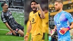 Fares Chaibi, Ramy Bensebaini, Luca Zidane (von links) – allesamt finden sie sich in Algeriens ...