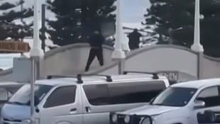 Diese Aufnahme zeigt die beiden schwarz gekleideten Attentäter auf einer Brücke, von wo sie auf ...