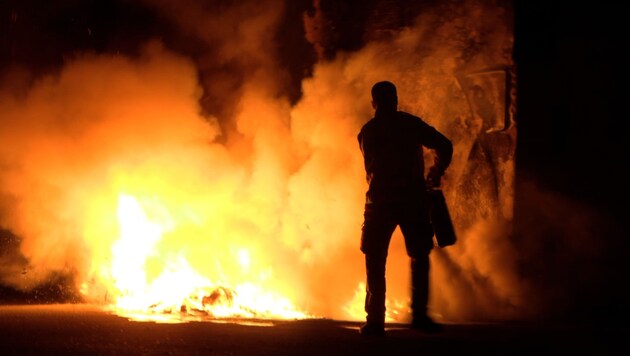 Brennende Müllcontainer in Wolfurt.