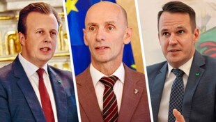 Im Fokus: die Landesräte Karlheinz Kornhäusl, Willibald Ehrenhöfer, Stefan Hermann (von links). 