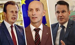 Im Fokus: die Landesräte Karlheinz Kornhäusl, Willibald Ehrenhöfer, Stefan Hermann (von links). 