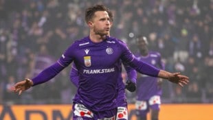 Johannes Eggestein bejubelt seinen Treffer zum 2:1 gegen Meister Sturm Graz – es sollte das ...