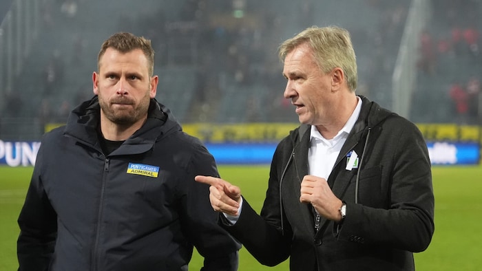 Präsident Jauk mit Sturm-Trainer Säumel.