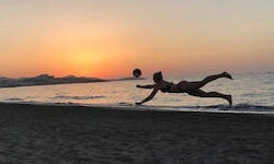Auch im Urlaub kann Sarah Kastenberger den Volleyball-Sport nicht lassen.