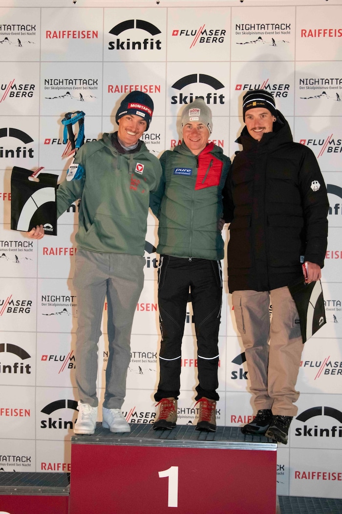 Daniel Gahnal holte sich am Flumserberg hinter Christof Hochenwarter (M.) und vor dem Deutschen ...