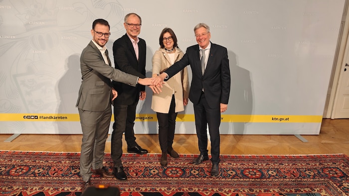 Tourismuslandesrat Sebastian Schuschnig, Kärnten Werbung Geschäftsführer Klaus Ehrenbrandtner, ...