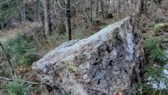 Dieser riesige Felsbrocken krachte vom Kleinen Warscheneck herunter und blieb unterhalb eines ...