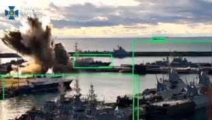 Das Video des SBU zeigt die Explosion im Marinestützpunkt.