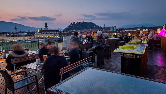 Die Dachterrasse des Area 5 am Steirerhof