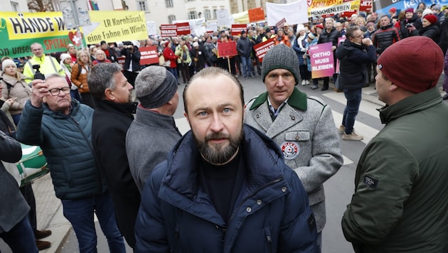 Max Lercher (SPÖ) bei der Spitalsdemo am Dienstag in Graz