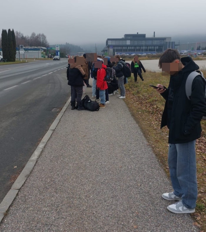 Around 25 children were supposed to wait an hour for their bus to Griffen in the middle of ...